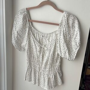 Polka Dot Puff Sleeve Top